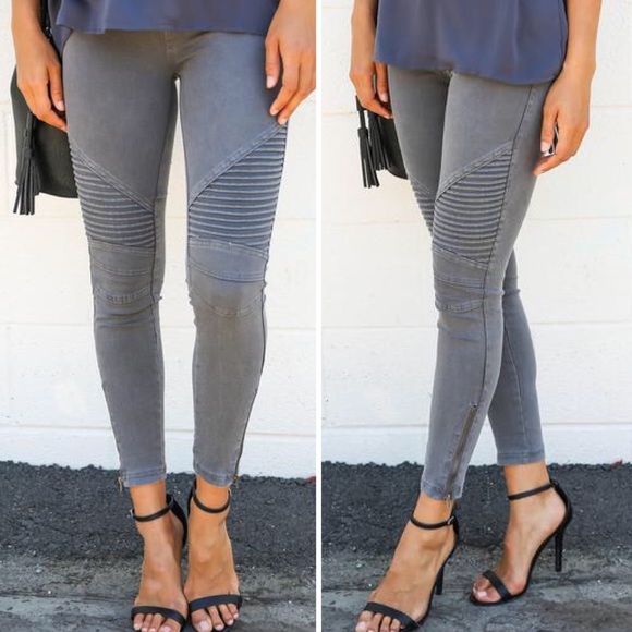 Grey Charcoal Moto Jeggings - Picture 2 of 3