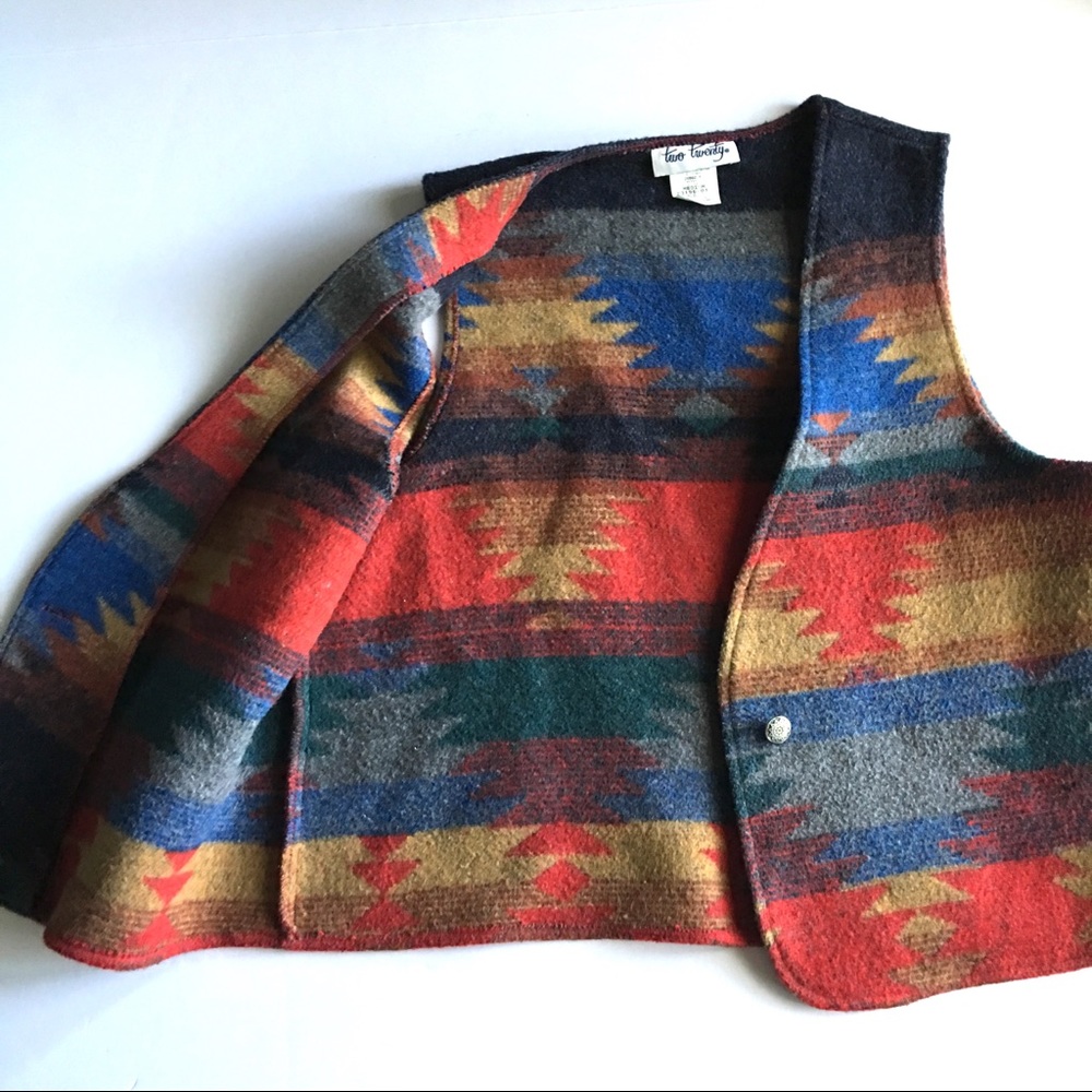 ❌SOLD❌ € Southwestern Wool Vest I12 - Picture 5 of 8