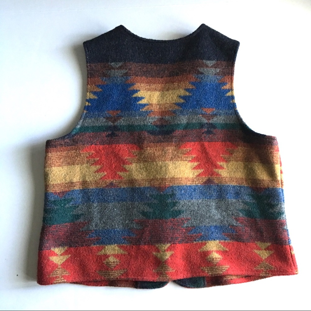 ❌SOLD❌ € Southwestern Wool Vest I12 - Picture 6 of 8
