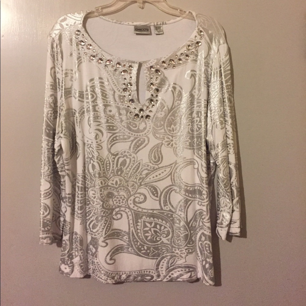 Chico's Shimmery top with embellishments