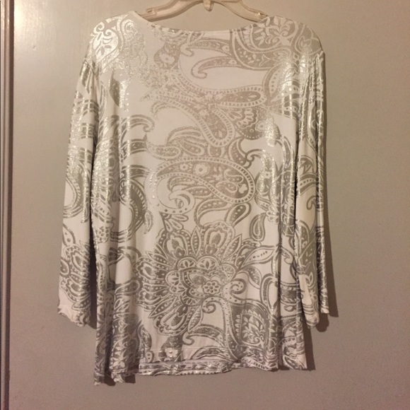 Chico's Shimmery top with embellishments - Picture 4 of 4