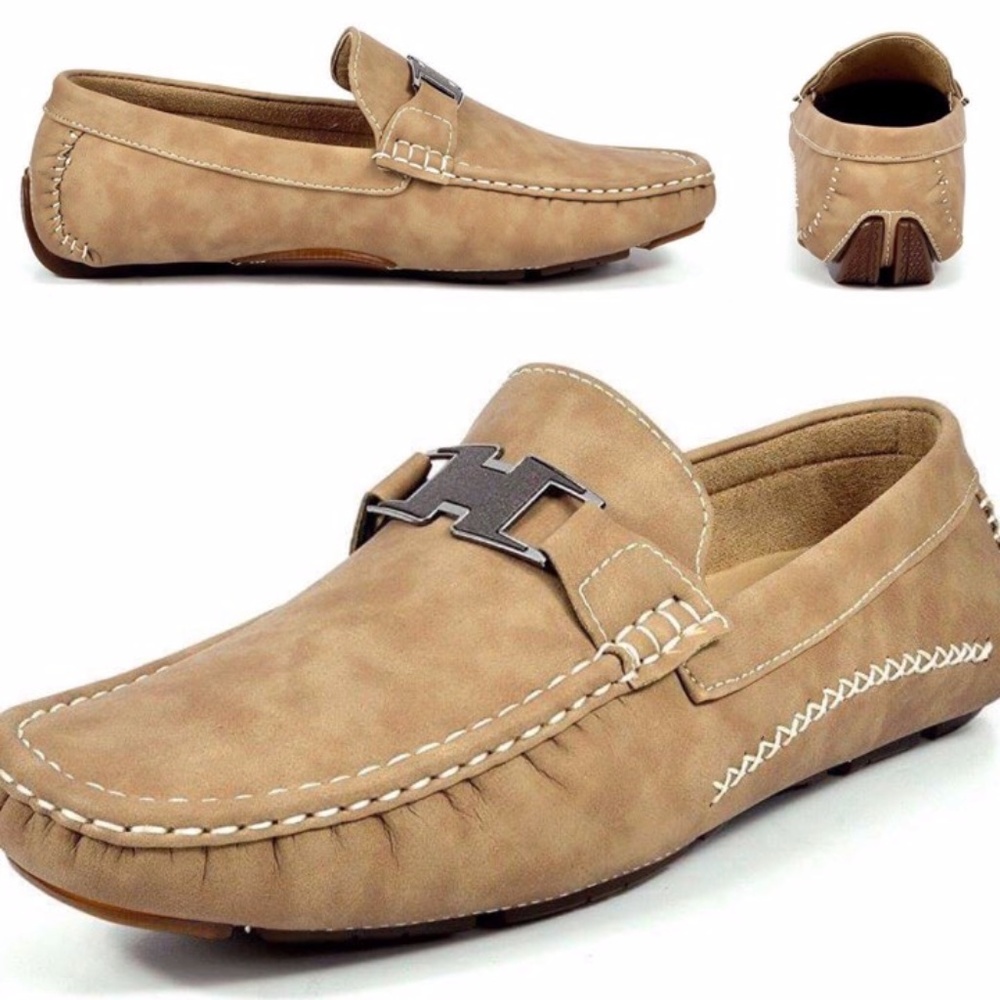 Khaki Casual 'Bruno' Italian Style Driving Loafers