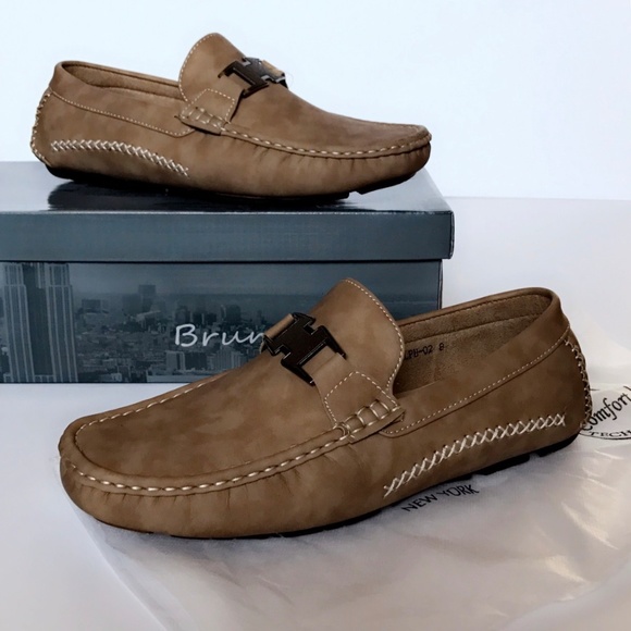 Khaki Casual 'Bruno' Italian Style Driving Loafers - Picture 2 of 5
