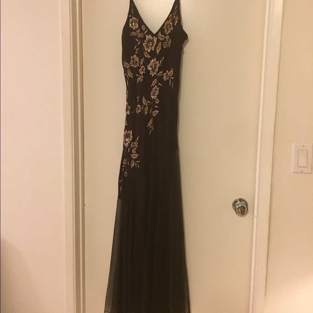 Brown and gold sparkle gown