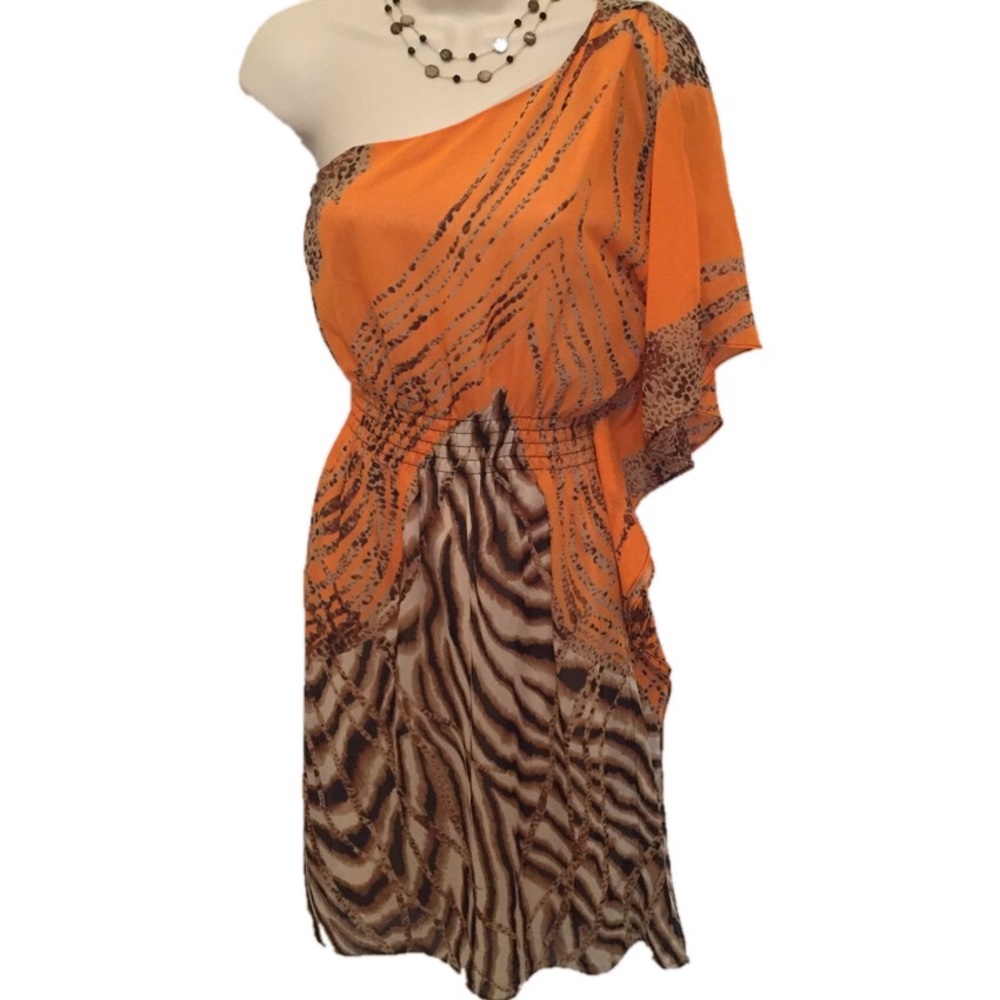 Bison Bisou  One Sholder Dress Animal Print Dress