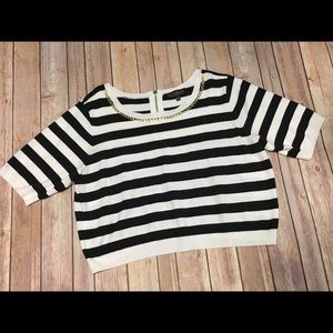 Striped Crop Sweater with Chain