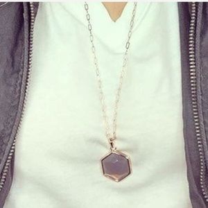 Stella & Dot Grey Agate Locket & Chain