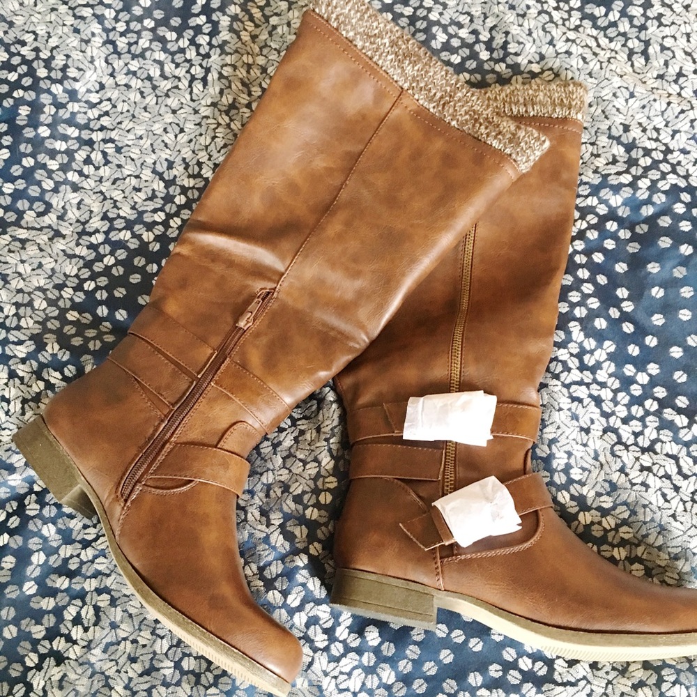 Tall Sweater Cuffed Camel Boots