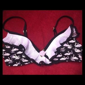 Betsey Johnson Swan Lake Ruffled Bikini Top Sz. S