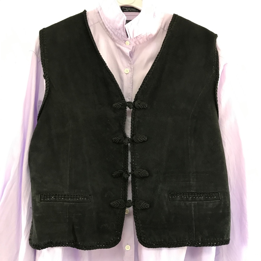 Black genuine SUEDE vest, Vertigo Paris L NWT