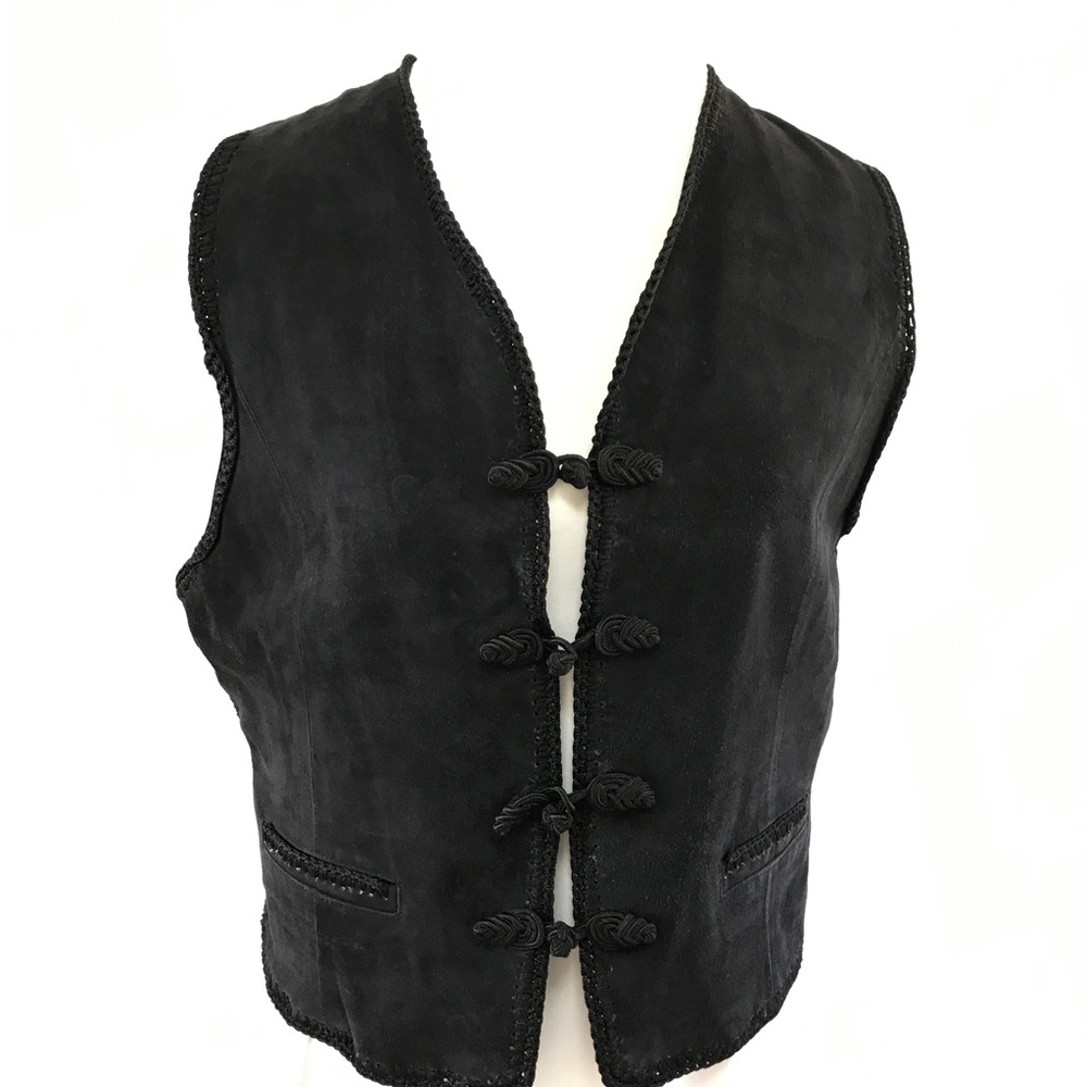Black genuine SUEDE vest, Vertigo Paris L NWT