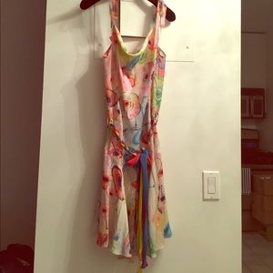 DVF "Percy" silk dress w/multicolored belt tie