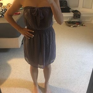 Purple sheer and strapless dress