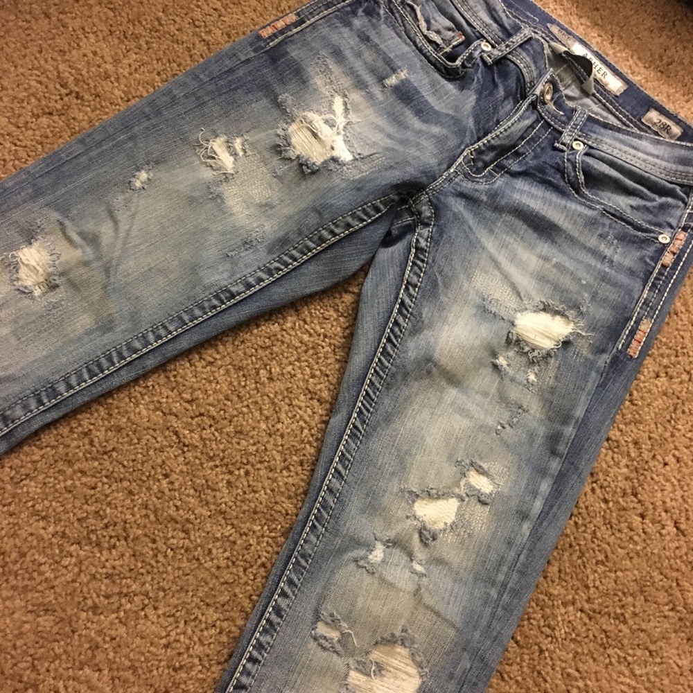 BKE Asher Slim Straight  destroyed Jean