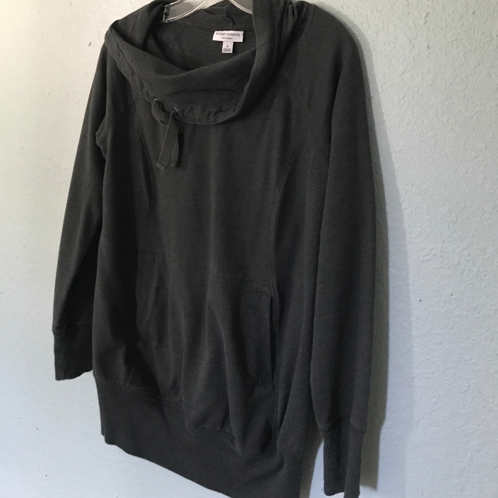 Cowl neck maternity top charcoal gray