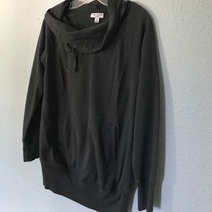 Cowl neck maternity top charcoal gray