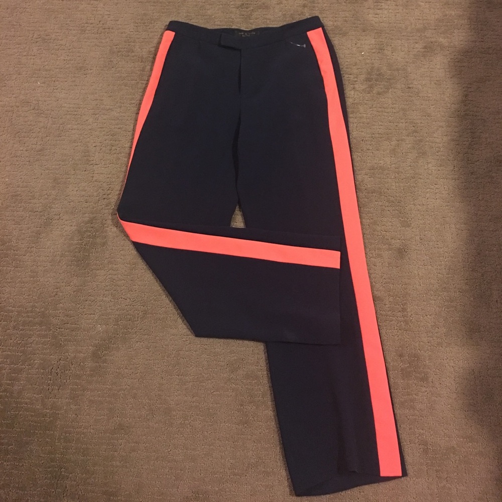 Rag & Bone navy and orange tuxedo trousers