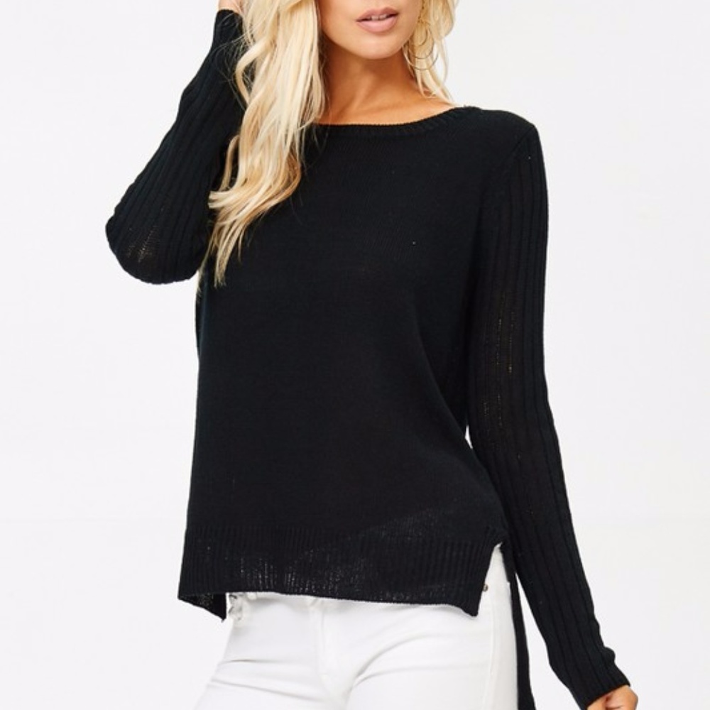 Just in! "Solstice" Black Lace-Up Knit Sweater - Picture 4 of 5