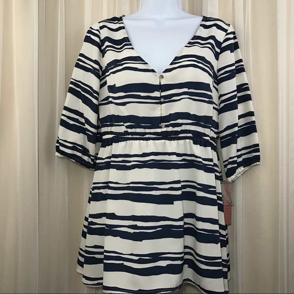 Merona Striped Blouse White and navy blue