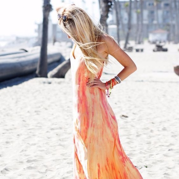 Womens Gypsy 05 Yellow/Pink Silk Tie Dye Dress Size Small - Picture 5 of 15