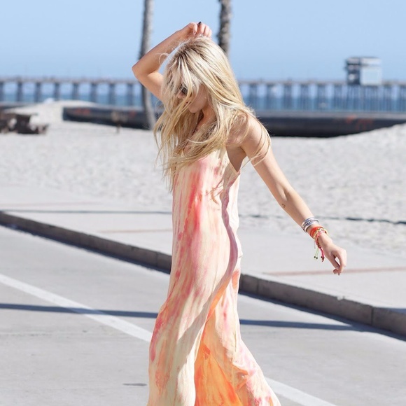 Womens Gypsy 05 Yellow/Pink Silk Tie Dye Dress Size Small - Picture 4 of 15