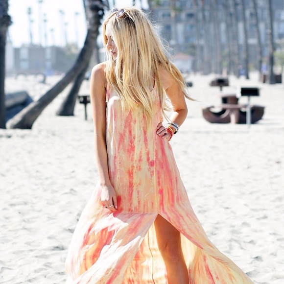 Womens Gypsy 05 Yellow/Pink Silk Tie Dye Dress Size Small - Picture 6 of 15