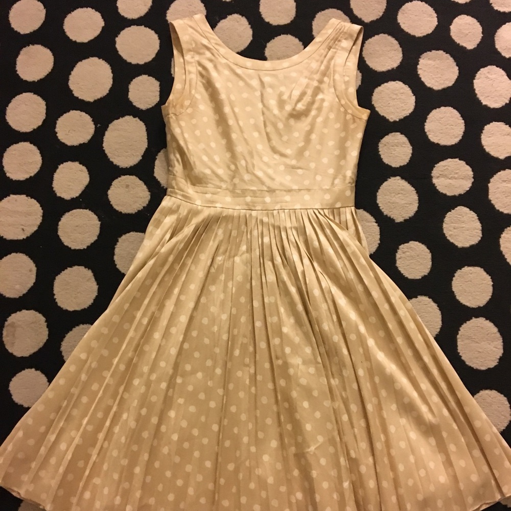 Kate Spade dress in champagne/white polka dots