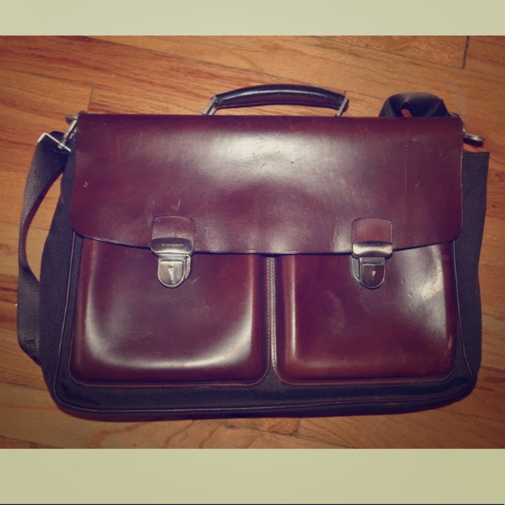 Authentic Burberry men's leather laptop bag