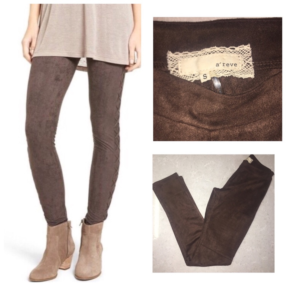 A'reve ✨ Brown Suede Leggings