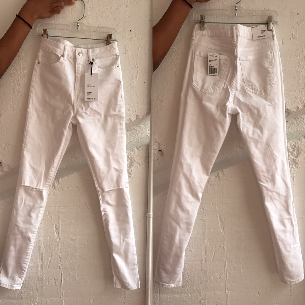 Skinny distressed knee denim jeans