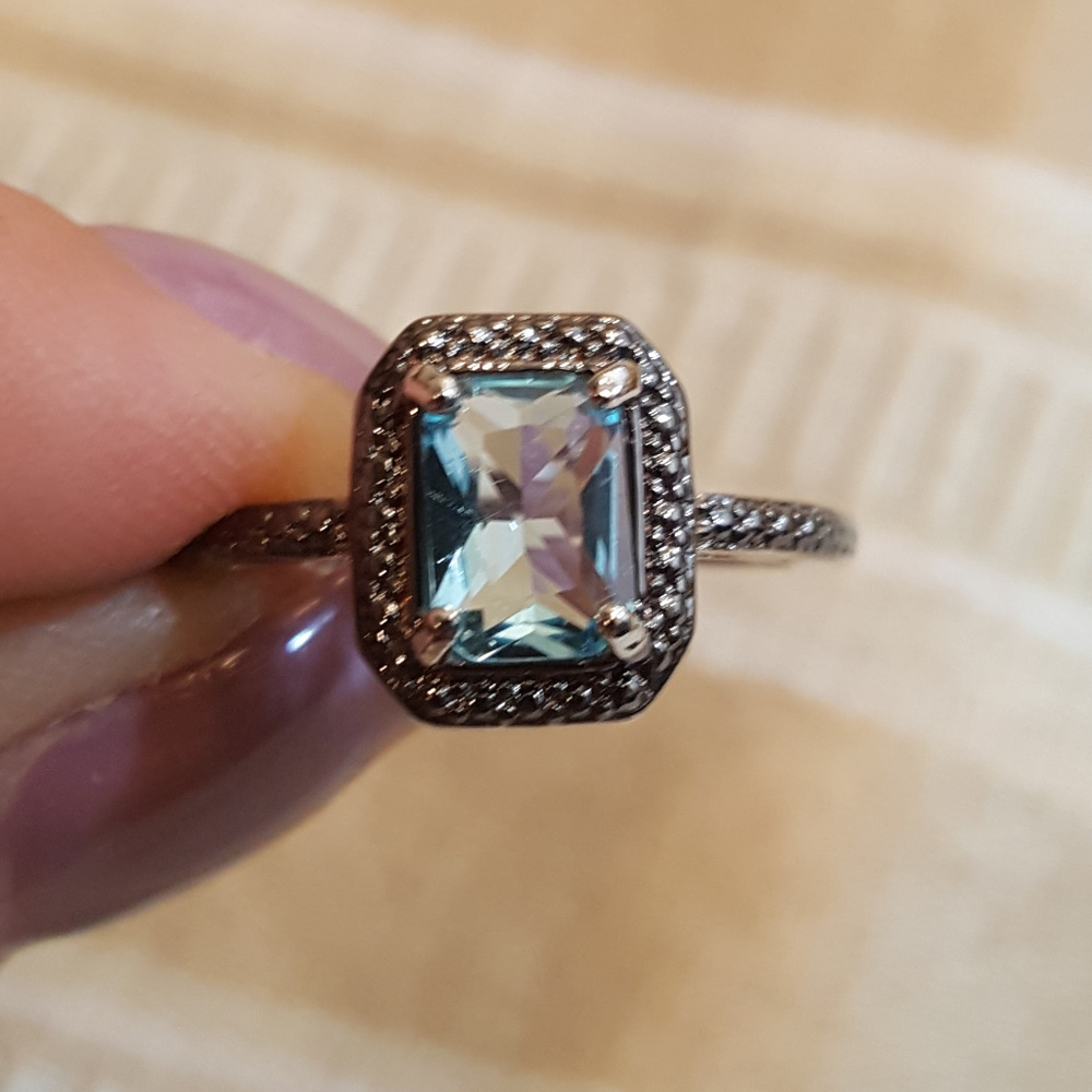 NWOT - Blue Topaz-Diamond-Wgp Ring