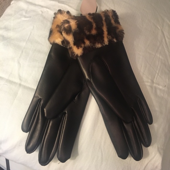 Animal print faux leather gloves - Picture 2 of 3