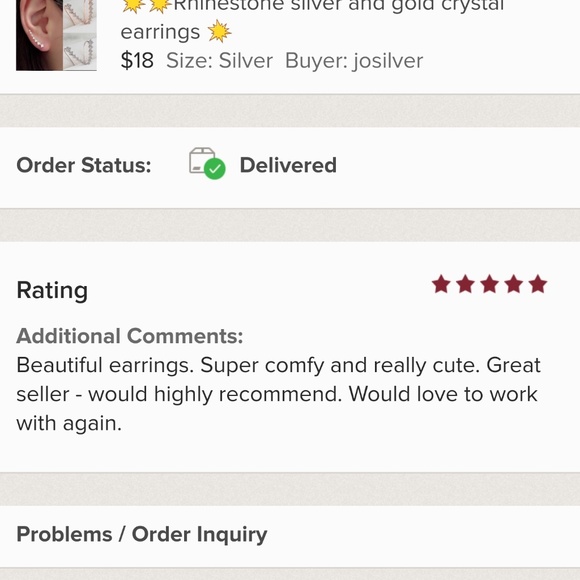 5⭐RATED silver and gold crystal earrings - Picture 3 of 4