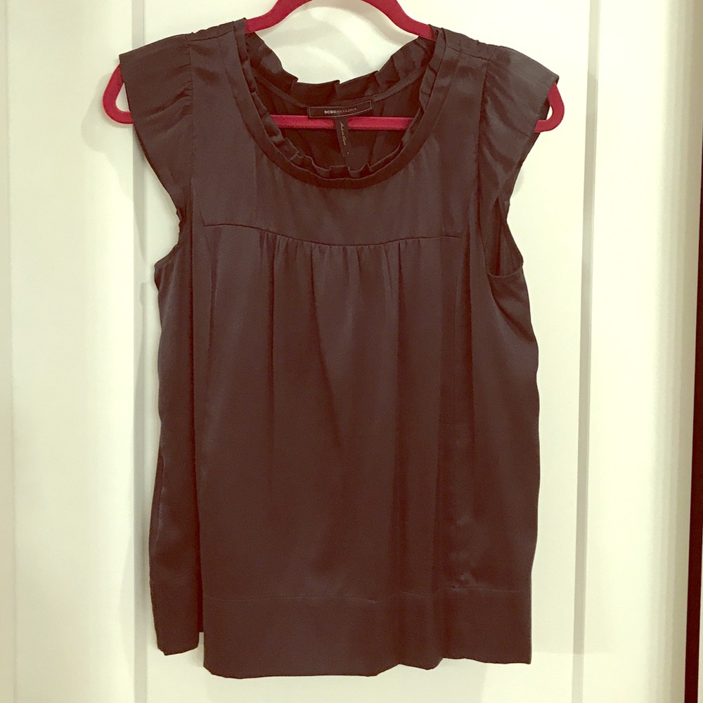 BCBG flutter sleeve silk top