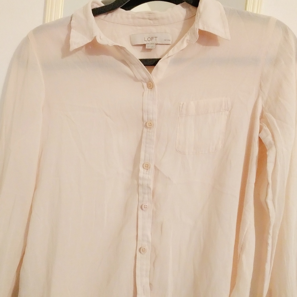 LOFT flowy button down shirt in blush