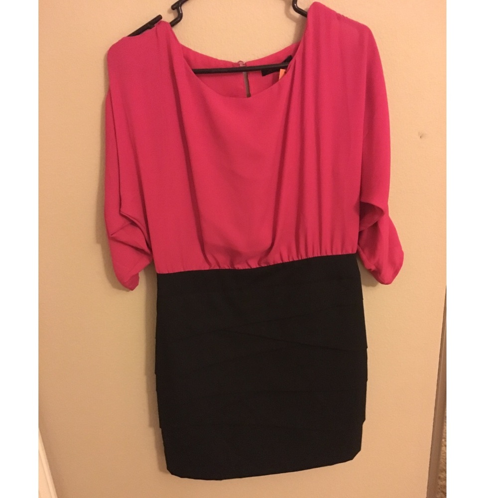 Hot pink and black dress