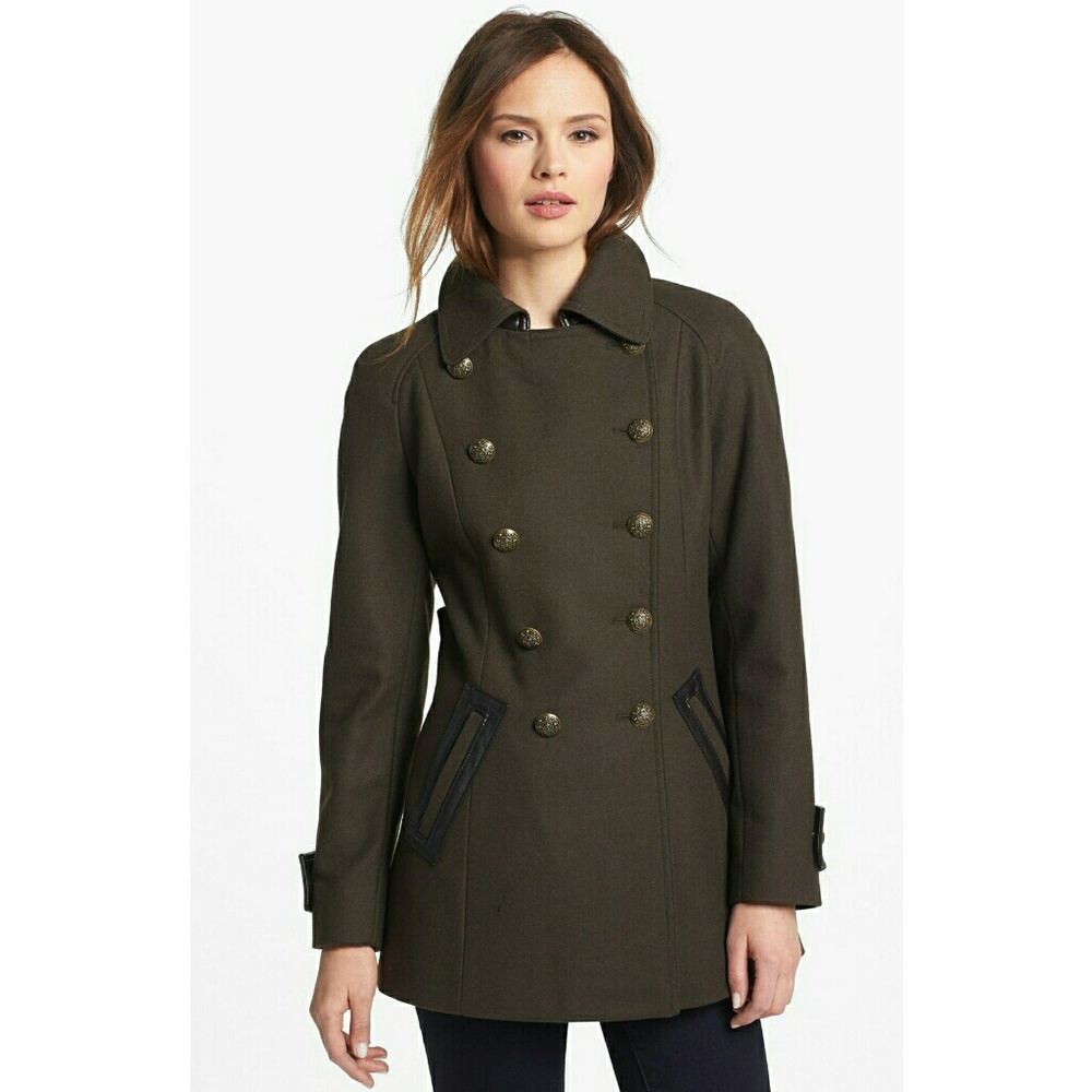 New! DKNY Military Coat Jacket Peacoat Wool-Blend - Picture 3 of 6