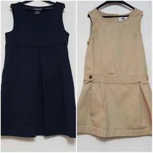 Girls Uniform Dresses Khaki and Navy Blue