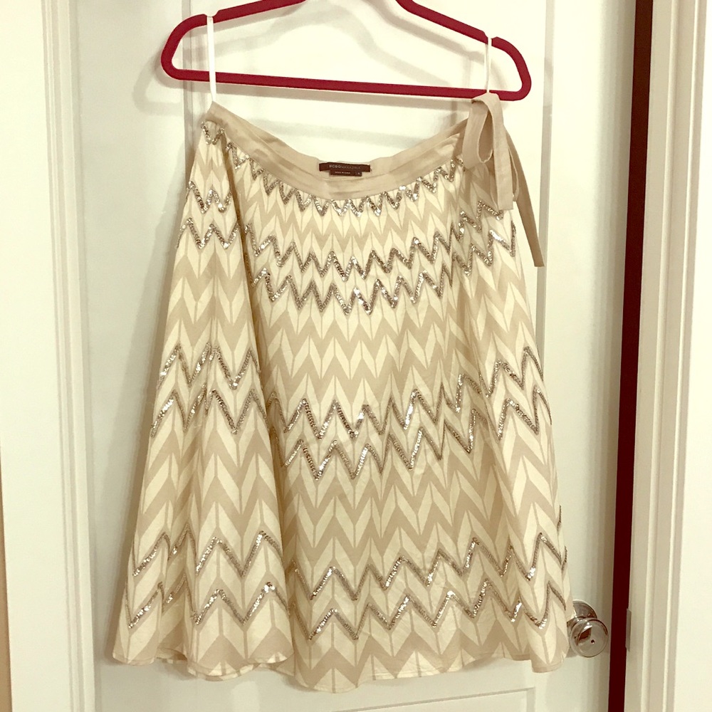 BCBG cotton A-line skirt with sequins