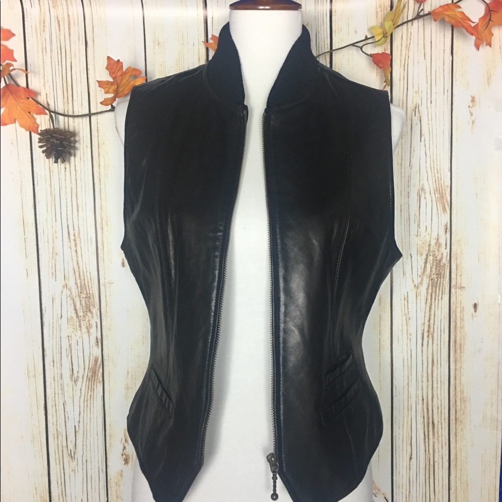 [ Banana Republic ] Genuine Leather Zip Vest