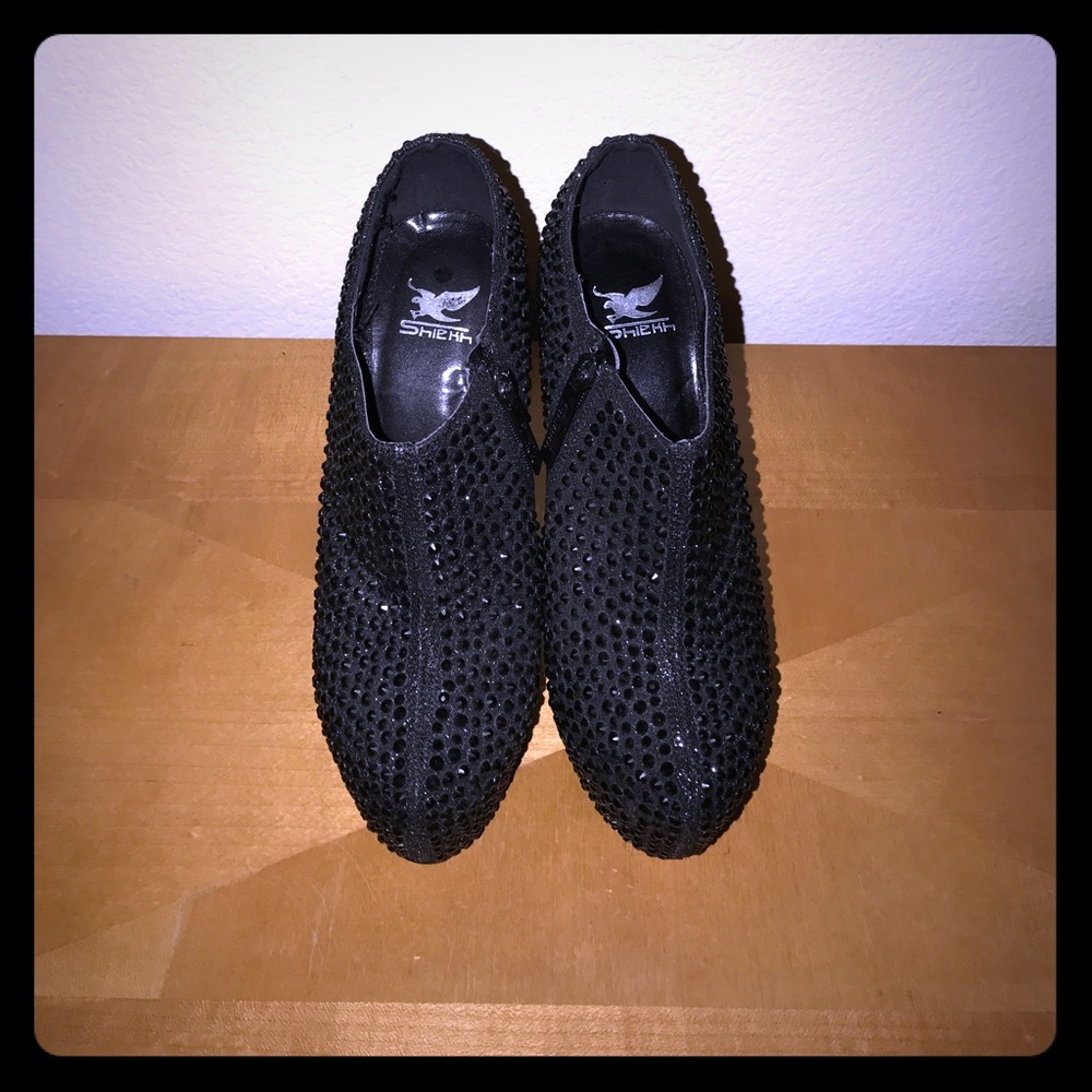 Black Rhinestone Booties
