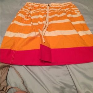 Pink, orange, and off white linen skirt