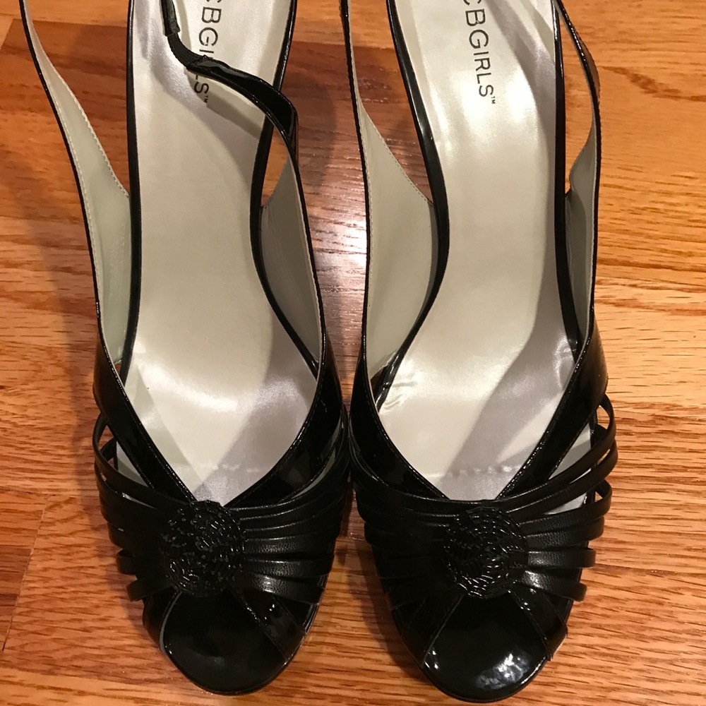BCBGirls Slingback Freya Black Patent Leather 11 B