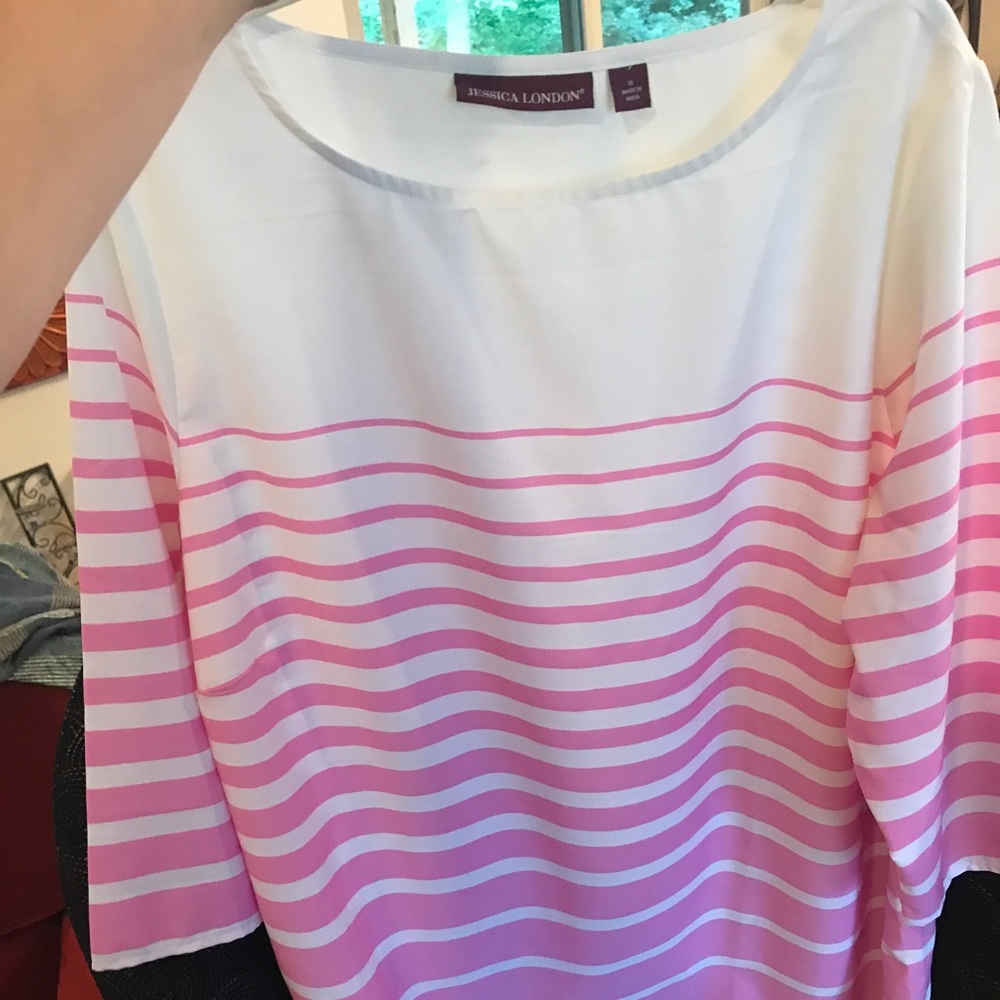 Boat shirt pink and white striped shirt