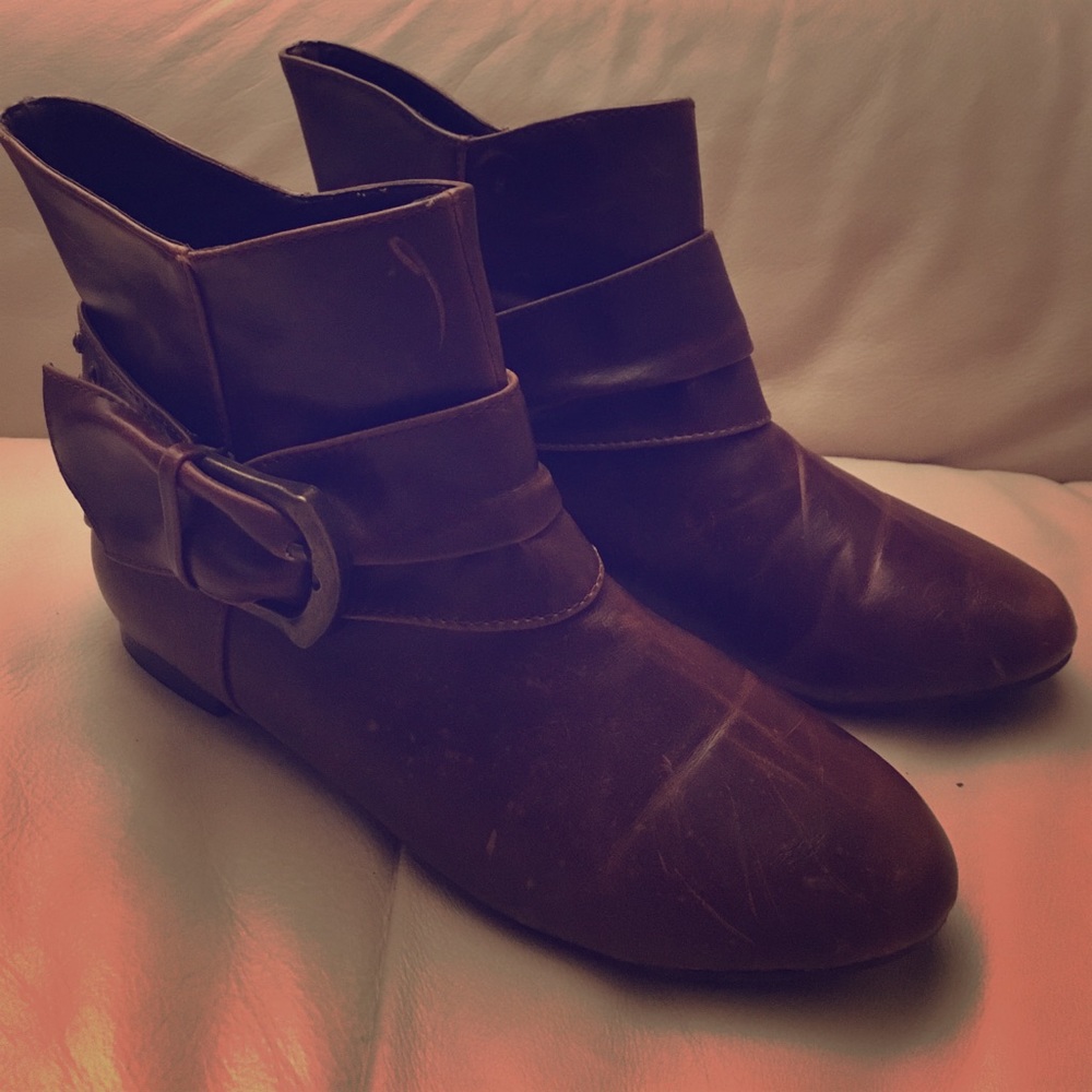 Rustic Faux Leather Booties