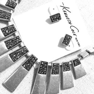 Kenneth Cole brush nickel necklace and earring set