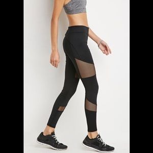 FOREVER 21 black mesh active leggings