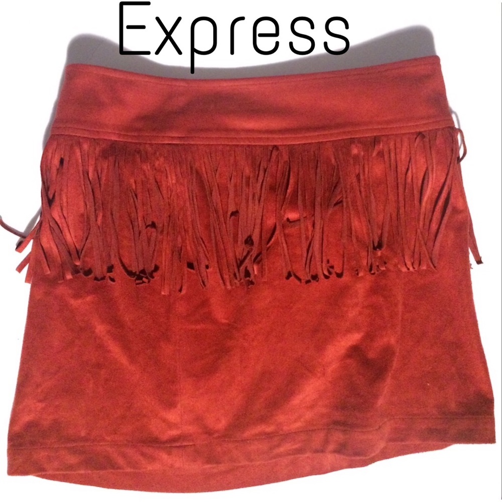 Autumn fringe faux suede miniskirt