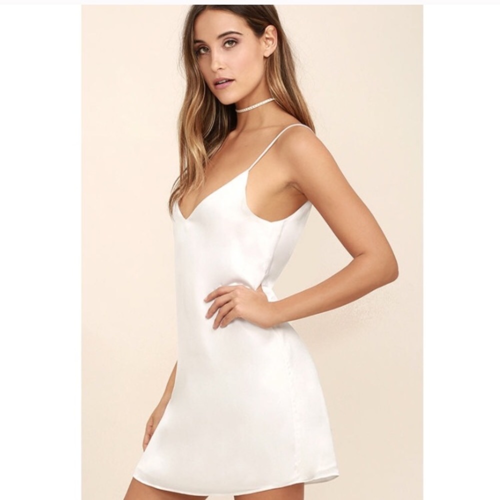 White satin dress slip and cami style