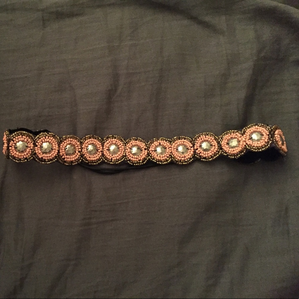 Beautiful pink and gold beaded headband